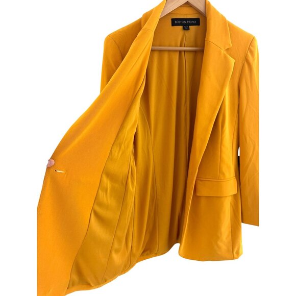 Size 10 $120.00 BOSTON PROPER Beyond Travel Gold Classic Boyfriend Blazer Jacket - Picture 9 of 14